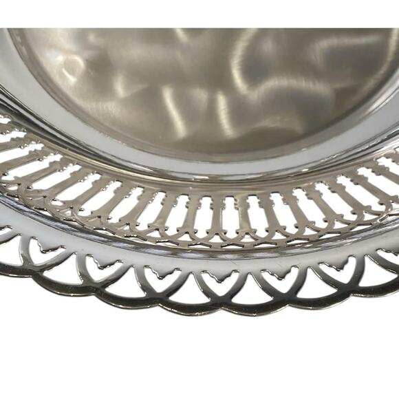 Vintage German Reticulated Round Bowl W M F Ikora Silver EP on Brass 3-Footed - Picture 4 of 9